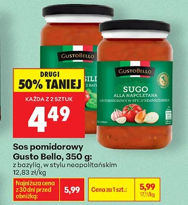 Sos pomidorowy w stylu neapolitańskim Gusto Bello promocja w Biedronka