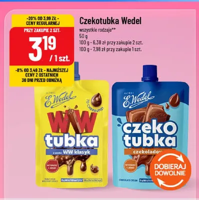 Czekotubka czekoladowa E.Wedel promocja w POLOmarket