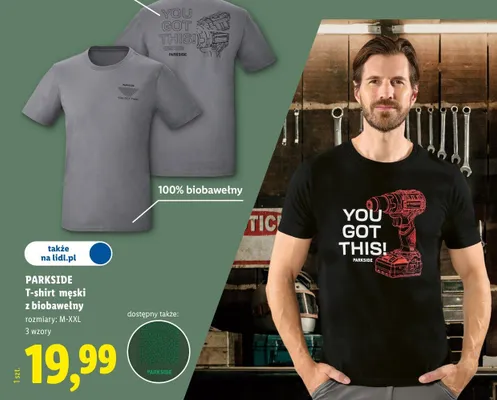 T-shirt męski z biobawełny promocja w Lidl