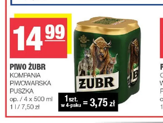 Piwo Żubr 4-pak promocja w SPAR