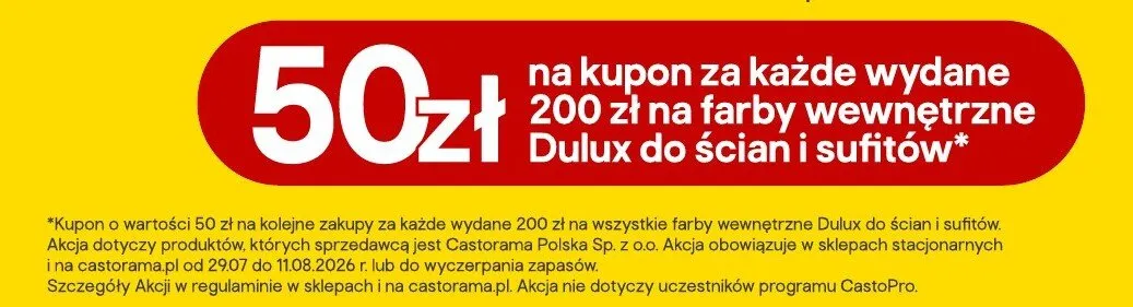 Farby wewnętrzne Dulux do ścian i sufitów promocja w Castorama