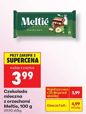 Czekolada mleczna z orzechami Meltie promocja w Biedronka