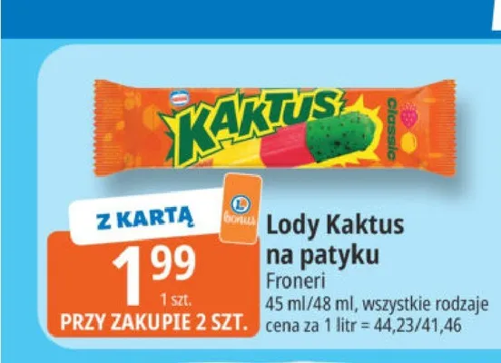 Lody Kaktus na patyku Froneri promocja w Leclerc