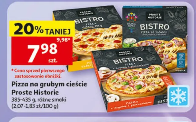 Pizza na grubym cieście Proste Historie z szynką i pieczarkami promocja w Auchan