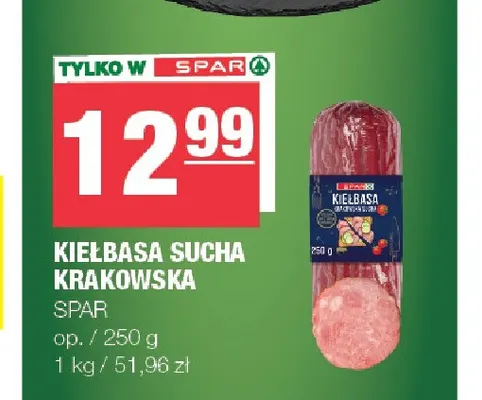 Kiełbasa sucha krakowska SPAR promocja w SPAR