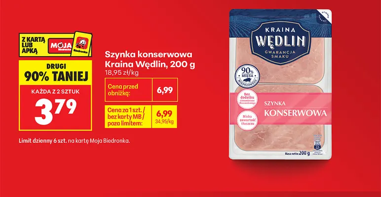 Szynka konserwowa Kraina Wędlin promocja w Biedronka