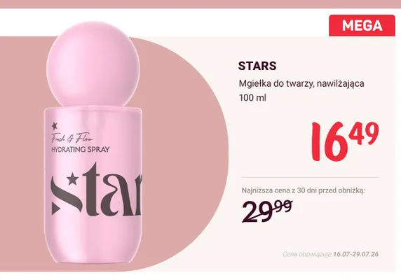 Mgiełka do twarzy nawilżająca Stars promocja w Rossmann