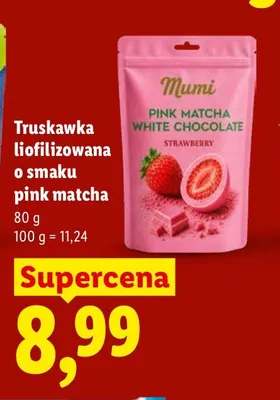 Truskawka liofilizowana o smaku pink matcha Mumi promocja w Lidl