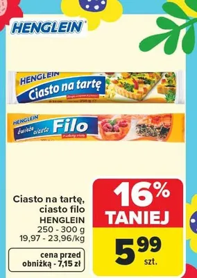 Ciasto na tartę, ciasto filo promocja w Carrefour Market