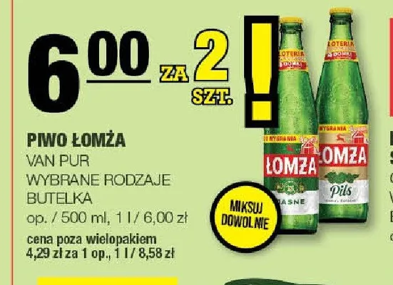 Piwo Łomża Jasne butelka promocja w SPAR