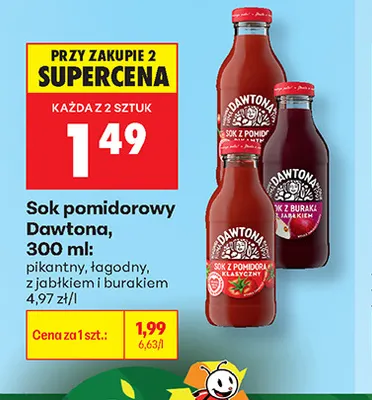 Sok pomidorowy Dawtona łagodny promocja w Biedronka