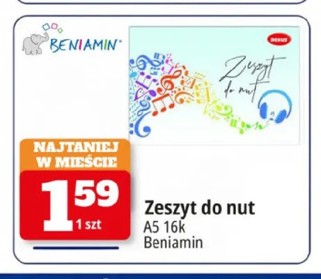 Zeszyt do nut Beniamin A5 16k promocja w Leclerc