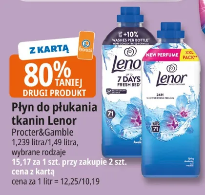 Płyn do płukania tkanin Lenor 7 Days Fresh Bed promocja w Leclerc