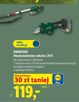 Akumulatorowy sekator Parkside promocja w Lidl