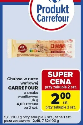 Chałwa w rurce waflowej o smaku waniliowym promocja w Carrefour Express