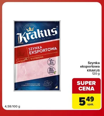 Szynka eksportowa Krakus promocja w Carrefour Market