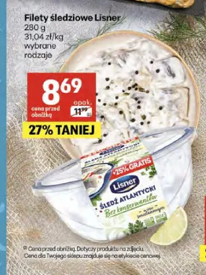 Filety śledziowe Lisner promocja w Delikatesy Centrum