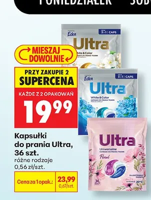 Kapsułki do prania Eden Ultra White & Color promocja w Biedronka