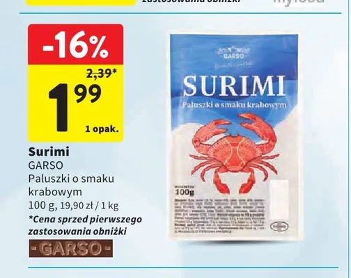 Surimi GARSO paluszki o smaku krabowym promocja w Intermarche