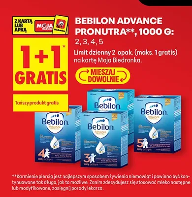 Mleko następne Bebilon Advance Pronutra 2 promocja w Biedronka
