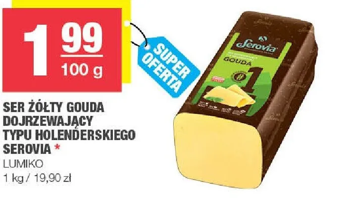 Ser żółty Gouda dojrzewający typu holenderskiego Serovia promocja w SPAR