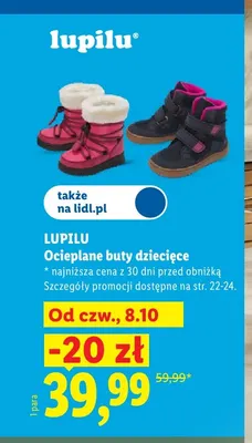 Ocieplane buty dziecięce Lupilu promocja w Lidl