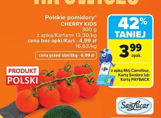 Pomidory cherry Kids promocja w Carrefour