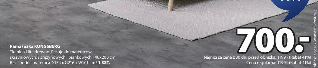 Rama łóżka KONGSBERG promocja w Jysk