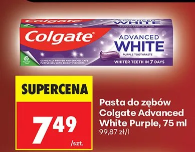 Pasta do zębów Colgate Advanced White Purple promocja w Biedronka