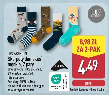 Skarpety damskie/męskie, 2 pary promocja w Aldi