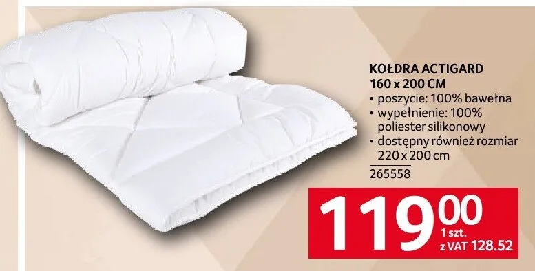 Kołdra ACTIGARD 160 x 200 CM promocja w Selgros