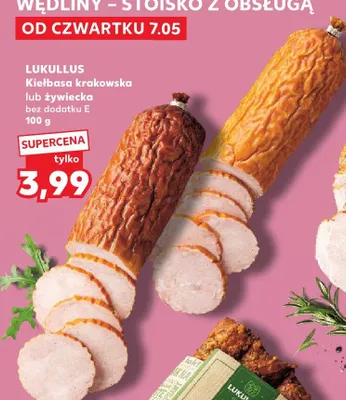 Kiełbasa żywiecka Lukullus bez dodatku E promocja w Kaufland