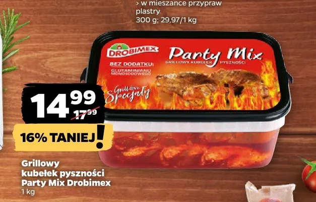 Grillowy kubełek pyszności Party Mix Drobimex promocja w Netto