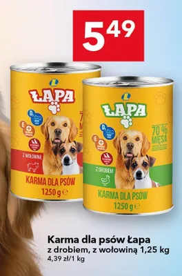 Karma dla psów Łapa z wołowiną promocja w LEWIATAN