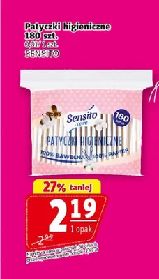 Patyczki higieniczne Sensito Care promocja w Prim Market