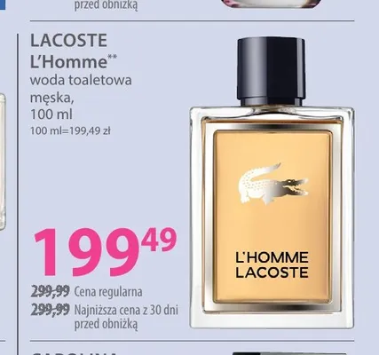Woda toaletowa męska L'Homme Lacoste promocja w Hebe