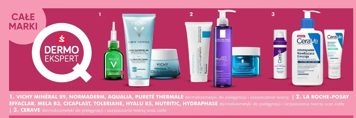 Dermokosmętyki do pielęgnacji i oczyszczania twarzy Vichy Minéral 89, Normaderm, Aqualia, Purete Thermale promocja w Super-Pharm