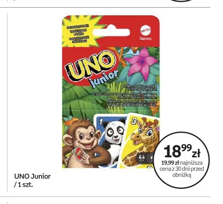 Gra karciana UNO Junior Mattel Games promocja w Empik