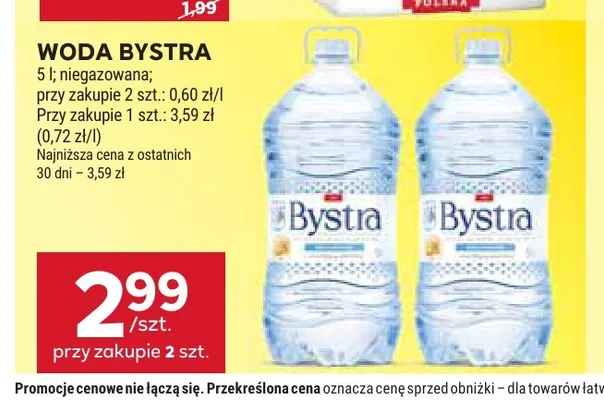 Woda niegazowana Bystra promocja w Stokrotka