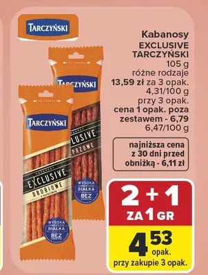 Kabanosy Exclusive Drobiowe Tarczyński promocja w Carrefour Market