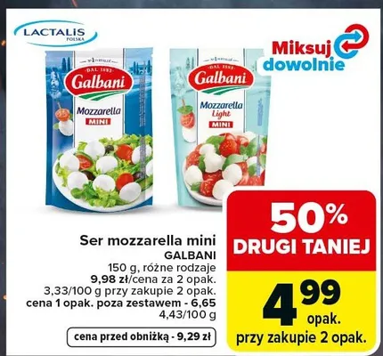 Ser mozzarella mini Galbani promocja w Carrefour