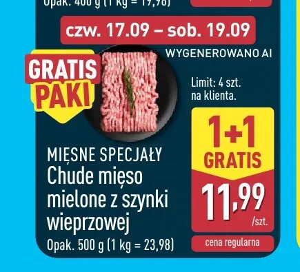 Chude mięso mielone z szynki wieprzowej Mięsne Specjały promocja w Aldi