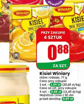 Kisiel smak truskawkowy Winiary promocja w Dino