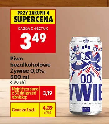 Piwo bezalkoholowe Żywiec 0,0% promocja w Biedronka