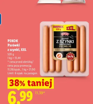 Parówki z szynki XXL Pikok promocja w Lidl