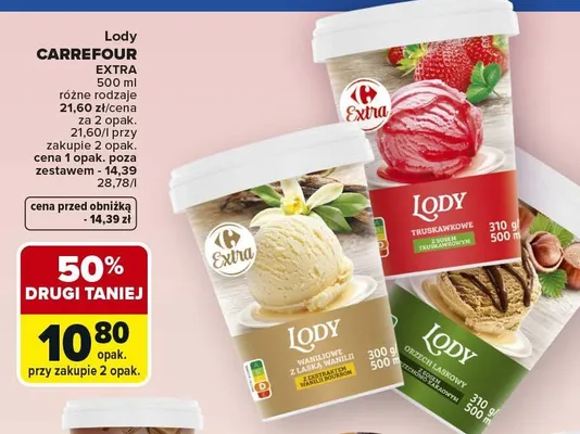 Lody Carrefour Extra Orzech Laskowy promocja w Carrefour Market