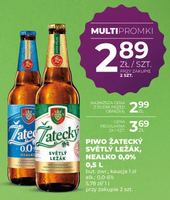 Piwo żatecky svetly lezak nealko 0,0% promocja w Duży Ben