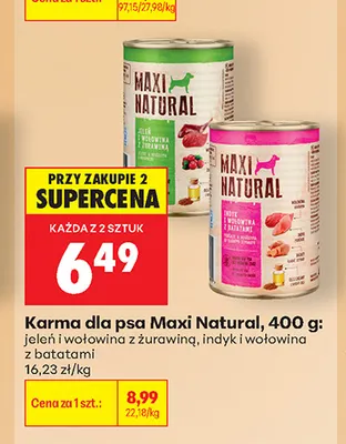 Karma dla psa Maxi Natural indyk i wołowina z batatami promocja w Biedronka