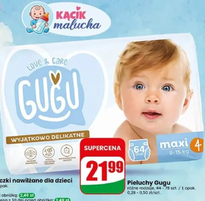 Pieluchy Gugu love & care promocja w Dino