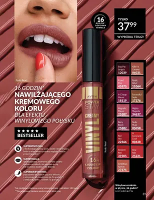 Winylowa szminka w płynie Avon Power Stay Creamy Vinyl Nude Muse promocja w AVON